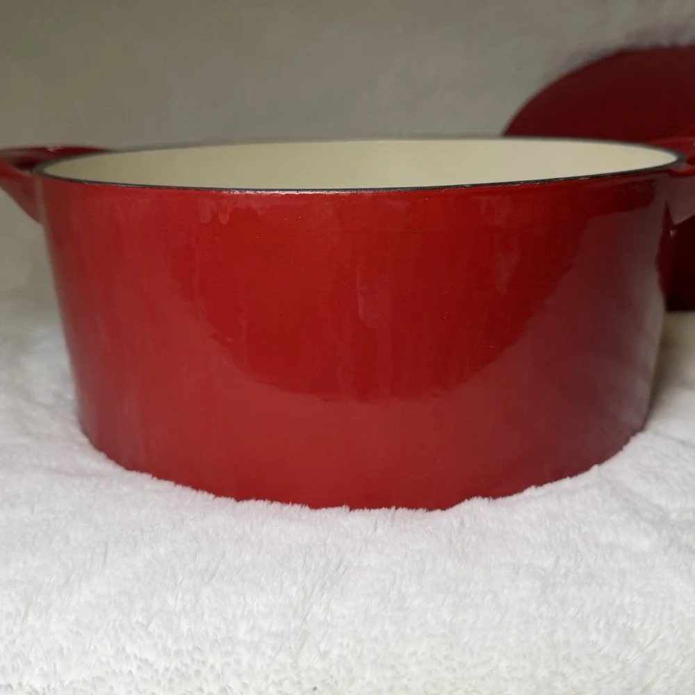 Giada De Laurentiis 6qt Dutch Oven Cast Iron Red Double Handles Pre-Owned